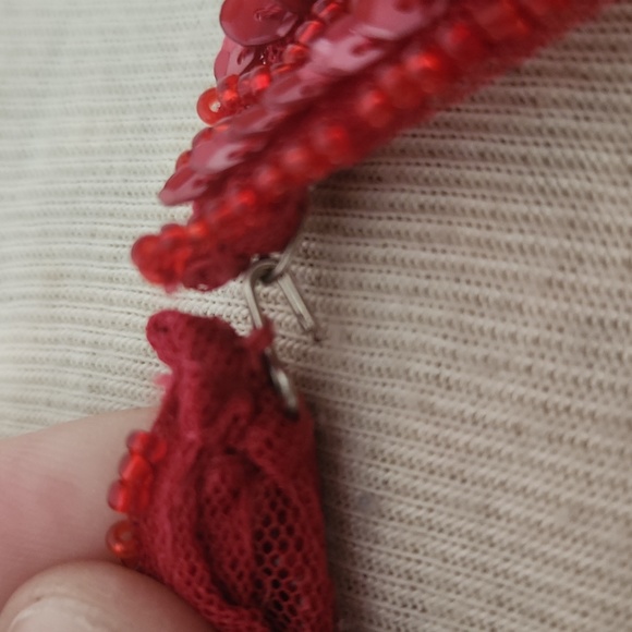 Beaded Adrianna Papell Cap Sleeve Square Neck Claret Red Dress Gown 6p - Picture 11 of 16
